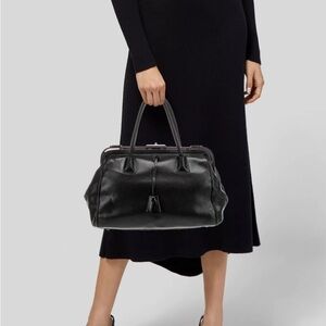 PRADA Madras Goatskin Leather Cerniera Cerniera Doctor Bag Black